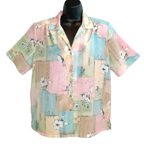 Donnkenny Women Large Floral Button Up Blouse Top - Picture 1 of 5